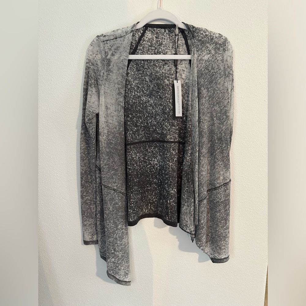 Elie Tahari Asymmetrical Black and Grey Cardigan
